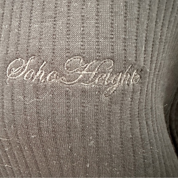 H&M Loose Fit Black Ribbed Hoodie Sweatshirt Soho Heights Logo Size M - Picture 12 of 14